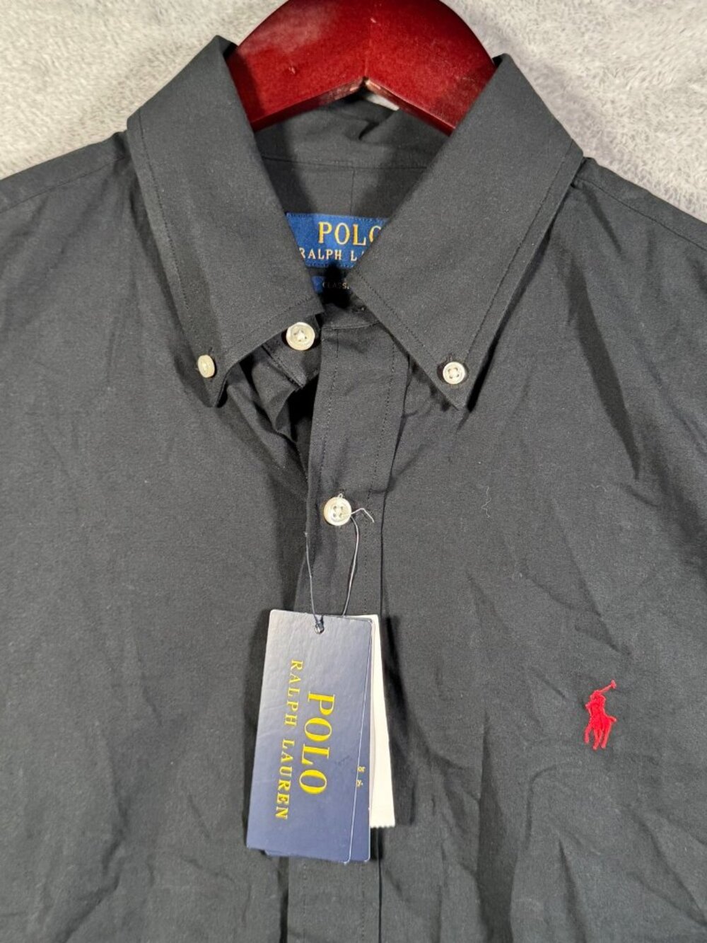 Polo Ralph Lauren Button Down Shirt Mens S Black Stretch Classic Fit Solid $130
